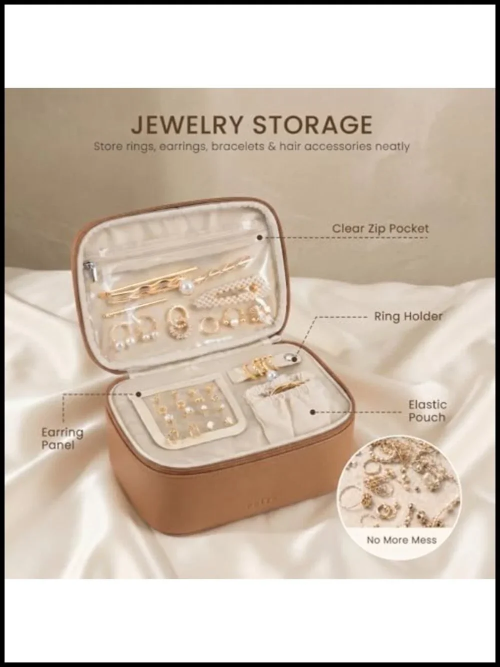 PU Leather Dual-Layer Makeup Bag Set with Clear Toiletry Pouch and Jewelry